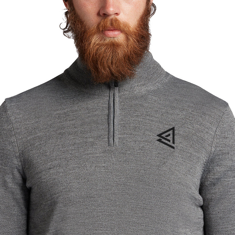 Lyle & Scott 1/4 Zip Knit With Lonsdale Links Logo - Mid Grey Marl