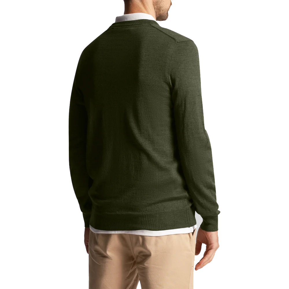 Lyle & Scott V Neck Knit With Lonsdale Links Logo - Cactus Green