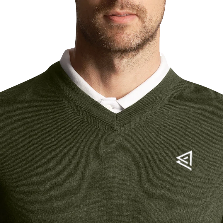 Lyle & Scott V Neck Knit With Lonsdale Links Logo - Cactus Green