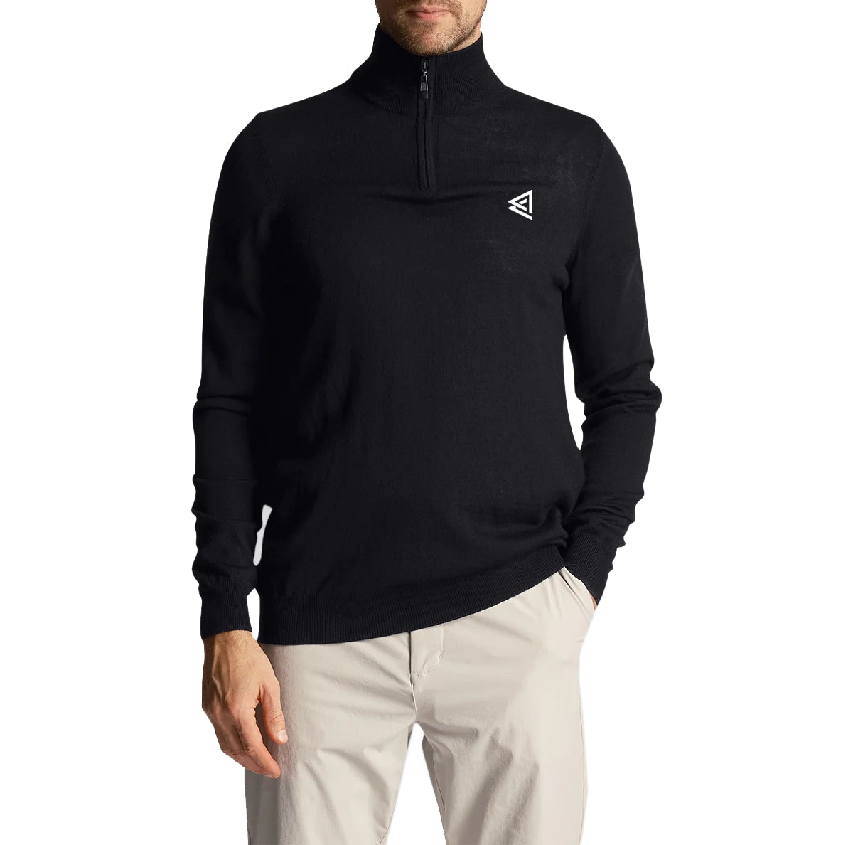 Lyle & Scott 1/4 Zip Knit With Lonsdale Links Logo - Jet Black