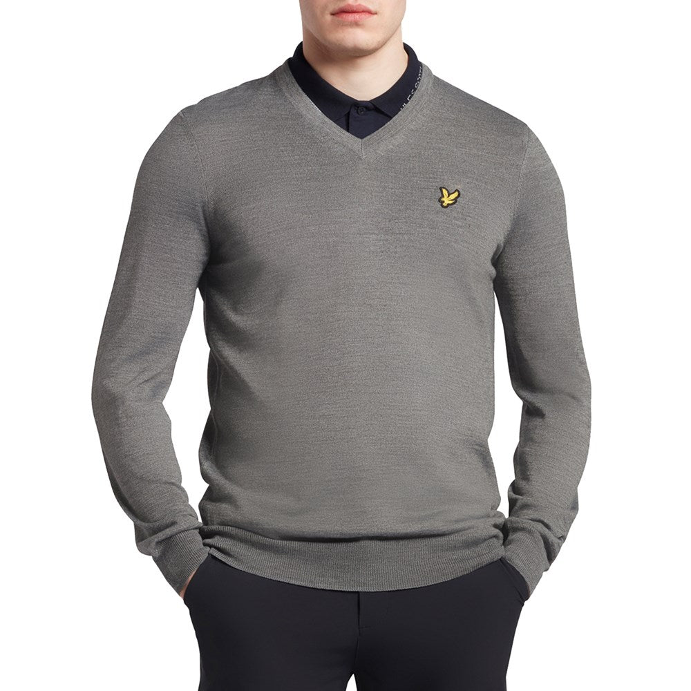 Lyle & Scott Golf V Neck Pullover - Mid Grey Marl