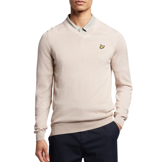 Lyle & Scott Golf V Neck Pullover - Pink Taupe