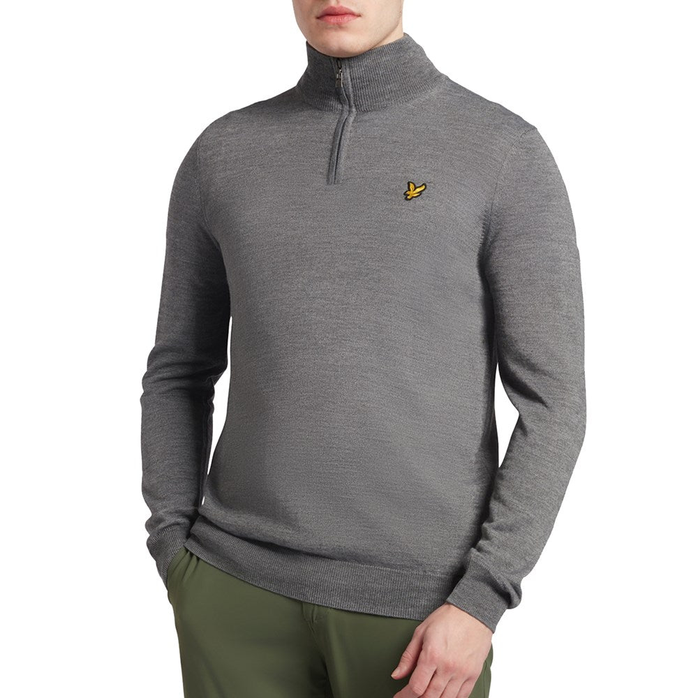 Lyle & Scott Core 1/4 Zip Merino Mix - Mid Grey Marl